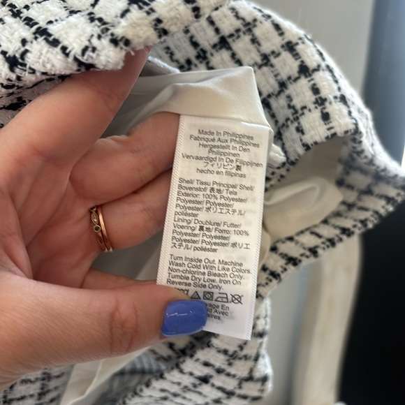 J. Crew Black and White Sleeveless Tweed Button Front Shift Dress NWT Size 8 - Picture 5 of 6